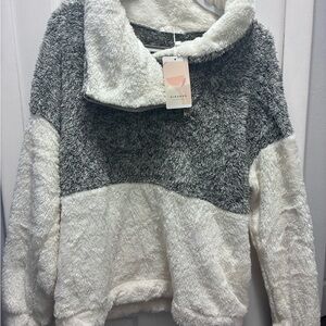 Elegant Two-Tone Cowl Neck Sweater